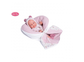 Antonio Juan Csecsemő baba rózsaszín takaróval - 33 cm-e