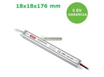 Jinbo 18W DC12 IP67 stabilizált LED tápegység, 18x18x176m