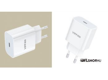 USB-C hálózati gyorstöltő, 3A, 20W QC3.0 Vipfan E04 - Fehér