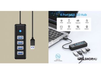 ORICO HUB Adapter USB / 4x USB 3.0, 5 Gbps 0.15m - Fekete