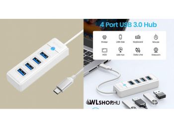 ORICO HUB Adapter USB-C / 4x USB 3.0, 5 Gbps 0.15m - Fehér