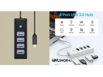 ORICO HUB Adapter USB-C / 4x USB 3.0, 5 Gbps 0.15m - Fekete