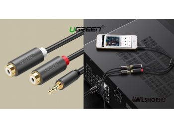 UGREEN AV109 3,5 mm jack / 2x RCA audió kábel 0,25 m - Fek