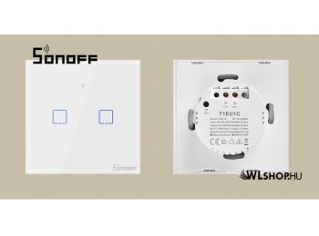 Sonoff Wi-Fi + RF (rádiófrekvenciás) 433MHz 2 csatornás érintős, okos villanykapcsoló T1 EU TX