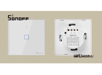 Sonoff Wi-Fi + RF (rádiófrekvenciás) 433MHz 1 csatornás érintős, okos villanykapcsoló T2 EU TX