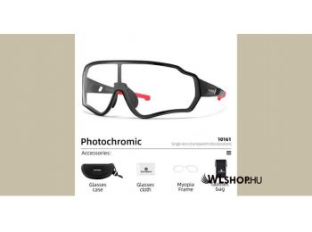 Rockbros 10161 fotokróm lencsés kerékpáros szemüveg UV400 - Fekete-piros keret