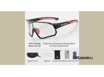 Rockbros 10135 fotokróm lencsés kerékpáros szemüveg UV400 - Fekete-piros keret