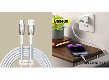 Baseus Glimmer USB/USB-C adat/töltőkábel, 100W, 1m - Feh�