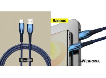 Baseus Glimmer USB/USB-C adat/töltőkábel, 100W, 1m - Kék
