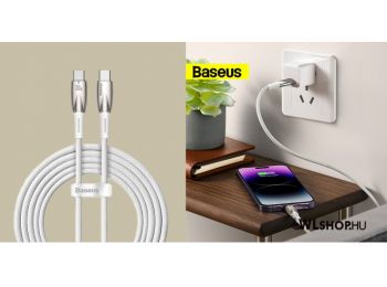 Baseus Glimmer USB-C/USB-C adat/töltőkábel, 100W, 2m - Fehér