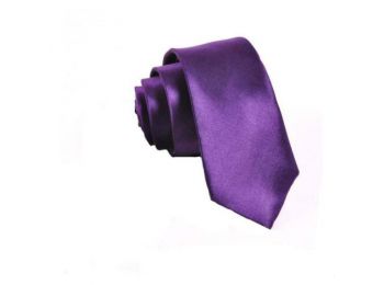 Keskenyített egyszínű vékony nyakkendő - lila