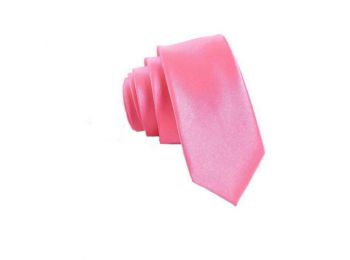 Keskenyített egyszínű vékony nyakkendő - rózsaszín, p