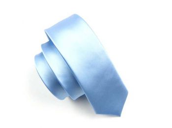 Keskenyített egyszínű vékony nyakkendő - világoskék