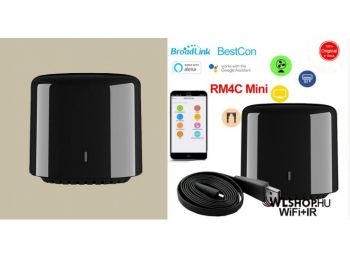 BroadLink RM4C Mini, IR, Wi-Fi-s intelligens távirányító (Android / iOS, Alexa / Google Assistant kompatibilis)