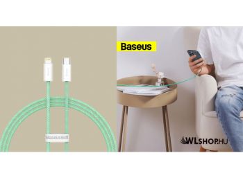 Baseus Dynamic USB-C/Lightning  adat/töltőkábel, 20W, 1m - Zöld