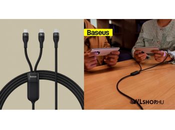 Baseus Flash 2 az 1-ben USB-C - 2xUSB-C töltőkábel, 100W,