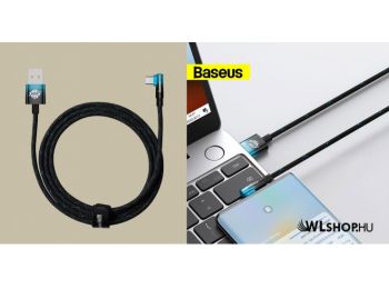 Baseus Elbow USB-C 90 °-os adat/töltőkábel 100W, 2m - Fekete-kék