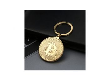 Bitcoin kriptopénz dísz érme, díszérem kulcstartó