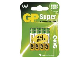 GP Super Alkaline LR03 AAA elemek Super Value Pack - 6 + 2 db