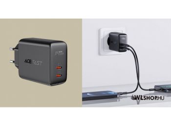 Acefast hálózati töltő PD 40W 2x USB-C, AFC,FCP, QC3.0 (A9) - Fekete
