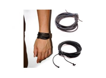 Divatos bőr karkötő - barna