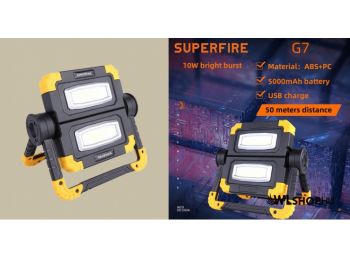 Superfire G7 tölthető műhely munkalámpa 5000mAh, 1600lm