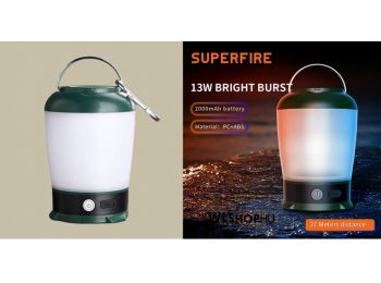 Superfire T31 tölthető kempinglámpa 320lm, 2000mAh, IP44