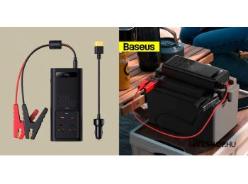 Baseus autós inverter 200-240V 50Hz 300W, 12V/20A, CN/EU, USB-A, USB-C