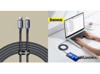 Baseus Crystal Shine USB-C/Lightning adat/töltőkábel, 20W, PD, 2m - Fekete
