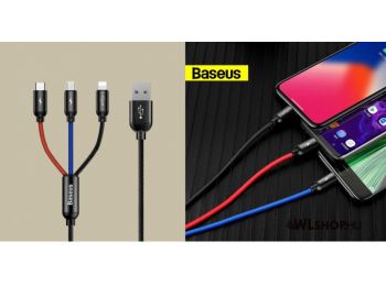 Baseus Three Primary 3 az 1-ben USB-C/ microUSB/ Lightning t