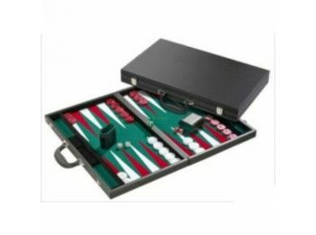 Backgammon, 46 cm-es, fekete műbőr koffer 605513