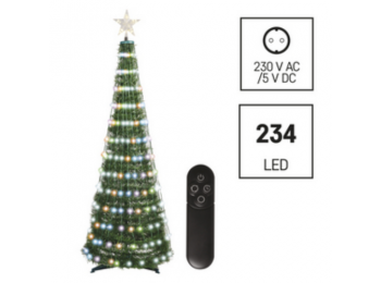 LED karácsonyfa fényfüzérrel és csillaggal, 1,5 m, belt