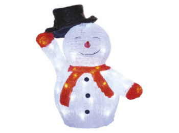 LED karácsonyi hóember kalappal, 36 cm, kültéri és belt