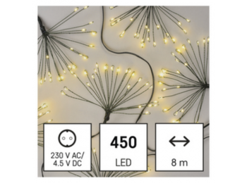 LED fényfüzér – fürtök, nano, 8 m, beltéri, meleg fe