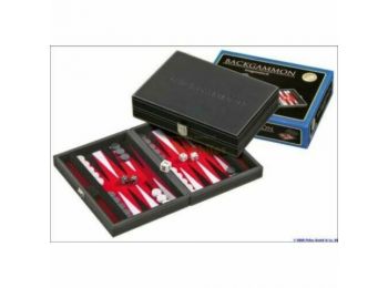 601711 Backgammon 23 cm, fekete műbőr
