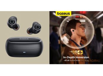 Bluetooth sztereo fülhallgató,TWS, aktív zajszűrő, v5.3, IPX6 vízálló, töltőtok, Baseus Bowie MA20 - Fekete