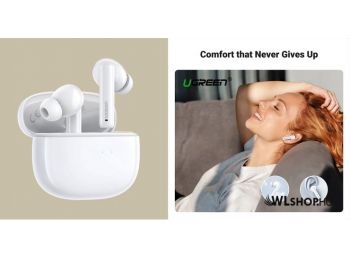 Bluetooth sztereo fülhallgató, TWS, aktív zajszűrő, v5.2, töltőtok, UGREEN HiTune T3 - Fehér