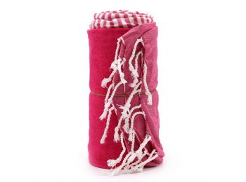 Pamut Strand Pléd - 100x180 cm - Élénk Rozsaszín