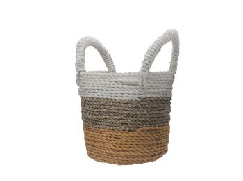 Tengerifű Fonott Kosár- Narancsszínű/Natúr/Fehér