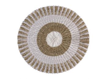 Kerek Tengerifű Szőnyeg - Fehér és Barna - Nap - 1m