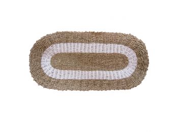 Ovális Tengerifű Szőnyeg - Fehér és Barna- Klasszikus -