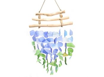 Uszadékfa Szélcsengő Üveggel - Kék és Zöld