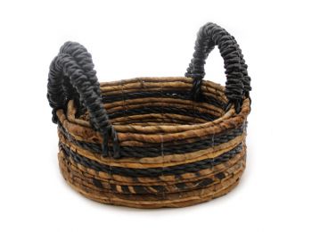 Banánlevél és Fekete Raffia Kosár- 2-es szett
