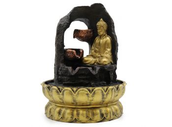 Szoba Szökőkút - 30cm - Arany Meditáló Buddha