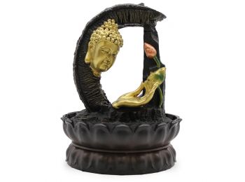 Szoba Szökőkút - 30cm - Arany Buddha és Lotus