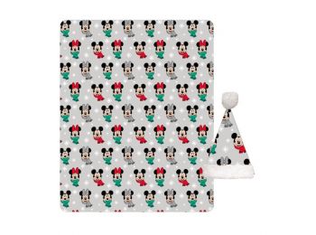 Disney Mickey, Minnie Noel Coral Fleece Takaró És Sapka Sz