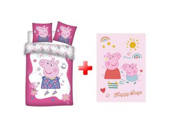 Peppa Malac Happy Day Gyerek Ágyneműhuzat És Polár Takar