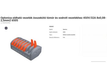 Oldható 8-as vezeték összekötő tömör és sodrott veze