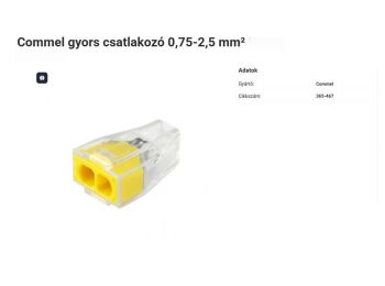 Commel 2-es gyors csatlakozó 0,75-2,5 mm²