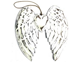 Kézműves Kettős Angyal Szárny és Szív - 24cm